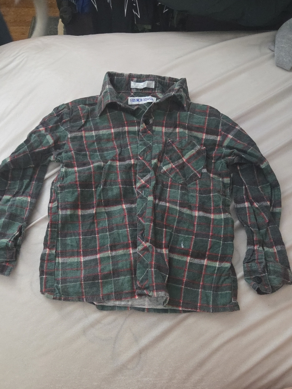 2 for $12 French Toast Green and Red Plaid Button-Up Shirt - Size 7